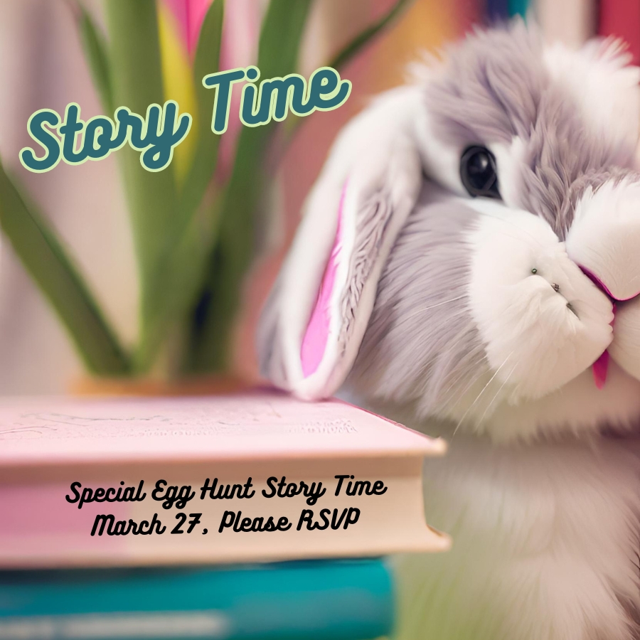 Story Time, with a big stuffed bunny